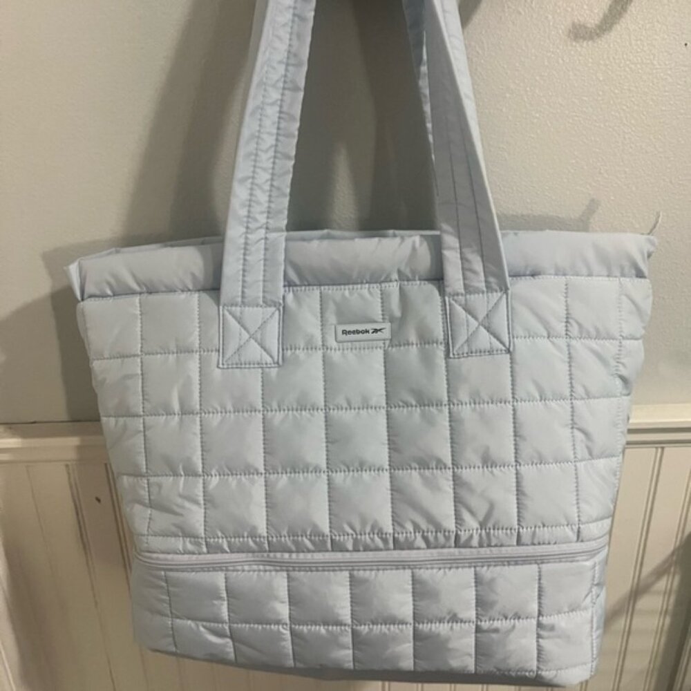 Reebok Light Blue Quilted Tote Bag